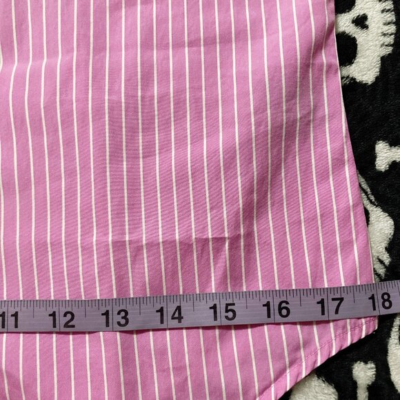 RALPH LAUREN Pink white vertical striped button-down shirt ~ SMALL MEDIUM blouse - Picture 8 of 12